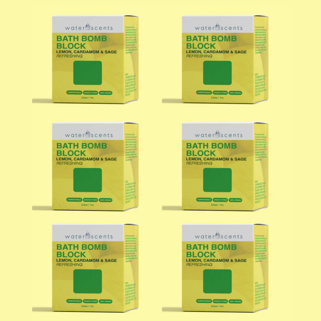 Lemon, Cardamom & Sage Bath Bomb Block- 6 pack